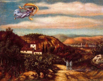 ジョルジョ・デ・キリコ Painting - 神性のある風景 ジョルジョ・デ・キリコ 形而上学的シュルレアリスム